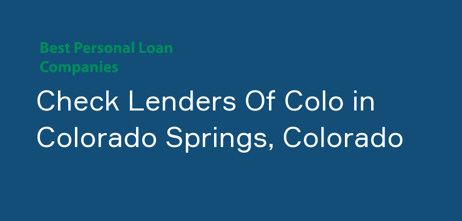 Check Lenders Of Colo in Colorado, Colorado Springs